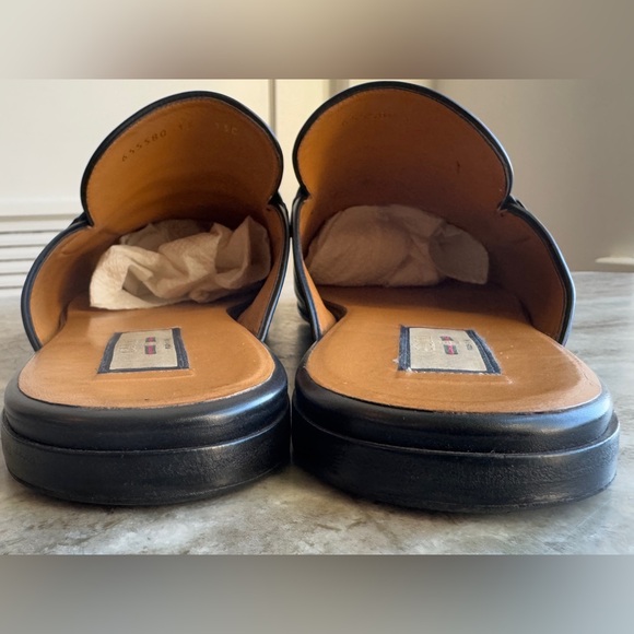 GUCCI PRINCETOWN BLACK LEATHER WEB TASSEL SLIPPER MULE 13/ 13.5 US LOAFER PARIDE - Picture 7 of 12